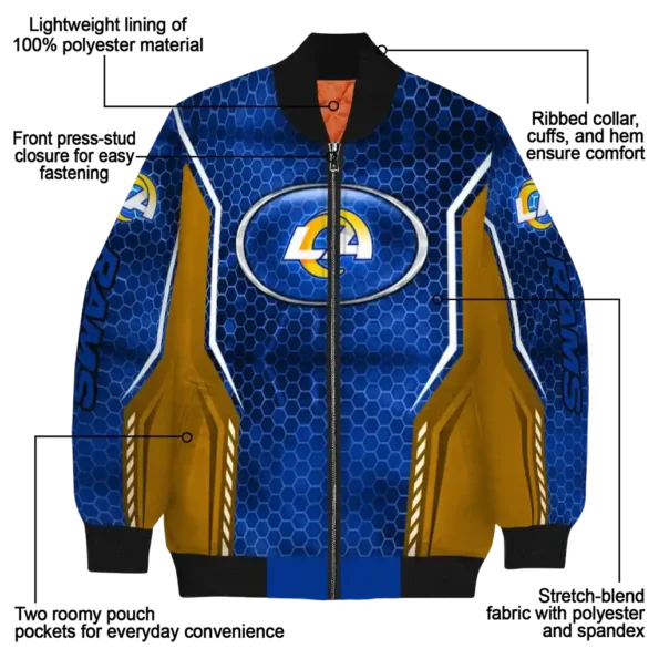 personalized los angeles rams power plate blue bomber jacket new arrival