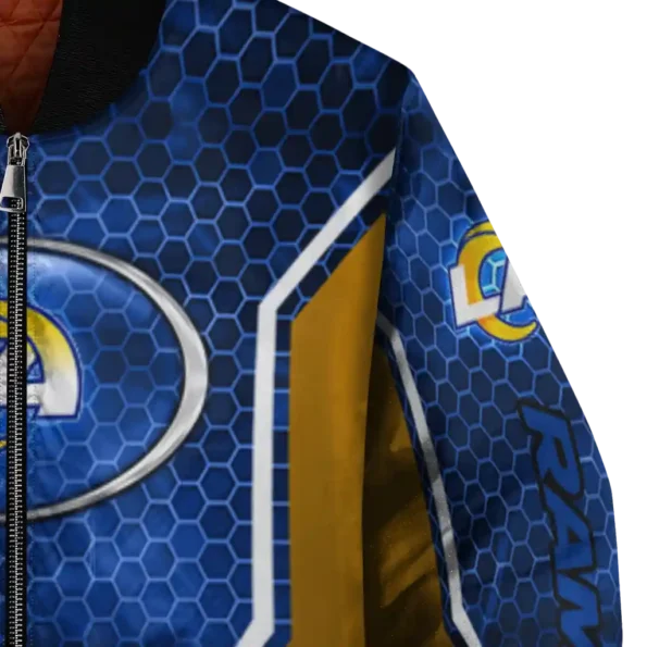 personalized los angeles rams power plate blue bomber jacket premium grade