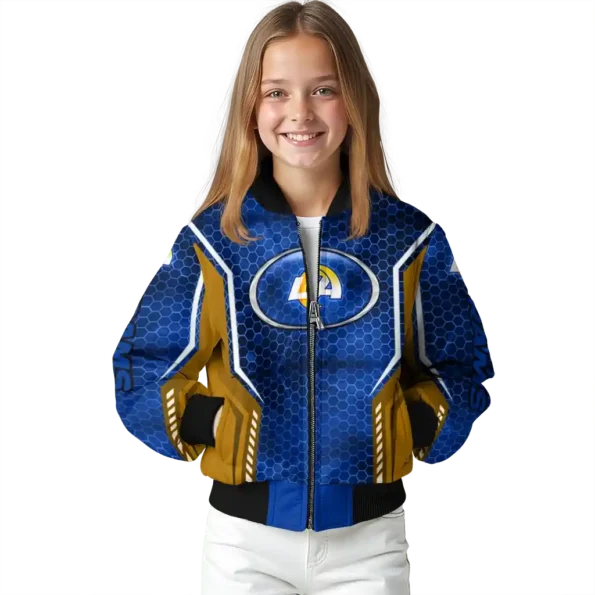 personalized los angeles rams power plate blue bomber jacket top rated