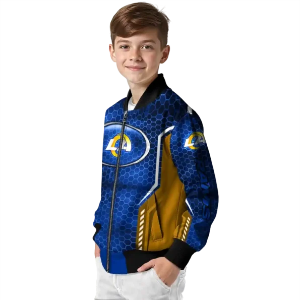 personalized los angeles rams power plate blue bomber jacket trendy
