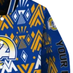 personalized los angeles rams pyramid shapes blue varsity jacket best selling