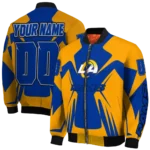 personalized los angeles rams spider mark blue orange crocs bomber jacket best selling