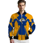 personalized los angeles rams spider mark blue orange crocs bomber jacket best selling