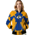 personalized los angeles rams spider mark blue orange crocs bomber jacket best selling