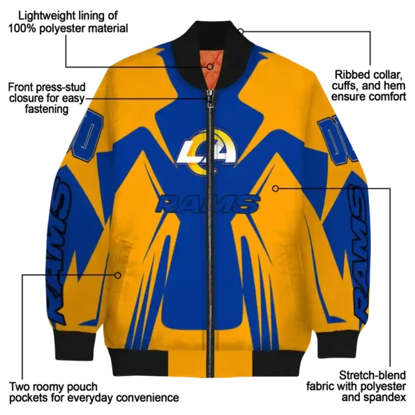 personalized los angeles rams spider mark blue orange crocs bomber jacket new arrival