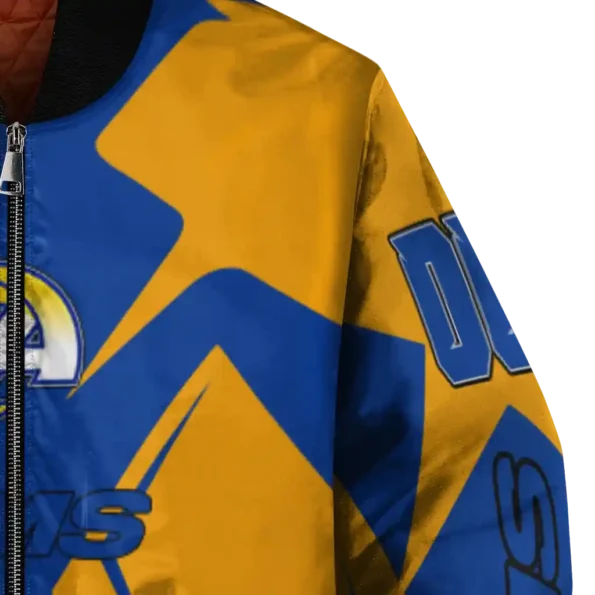 personalized los angeles rams spider mark blue orange crocs bomber jacket premium grade
