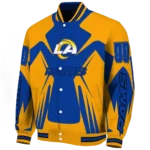 personalized los angeles rams spider mark blue orange crocs varsity jacket best selling