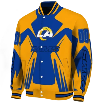 personalized los angeles rams spider mark blue orange crocs varsity jacket best selling