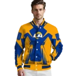 personalized los angeles rams spider mark blue orange crocs varsity jacket best selling