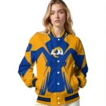 personalized los angeles rams spider mark blue orange crocs varsity jacket best selling