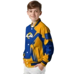 personalized los angeles rams spider mark blue orange crocs varsity jacket best selling
