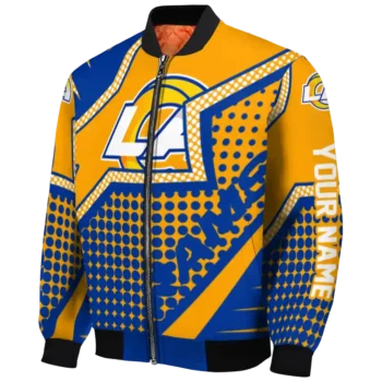 personalized los angeles rams star burst blue bomber jacket best selling