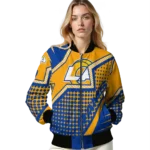personalized los angeles rams star burst blue bomber jacket best selling