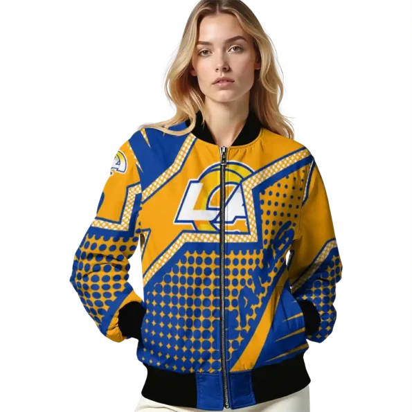 personalized los angeles rams star burst blue bomber jacket latest model