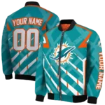 personalized miami dolphins chevron angles aqua bomber jacket best selling