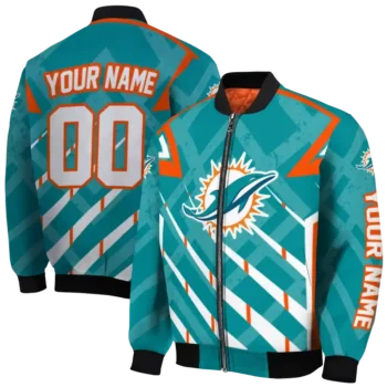 personalized miami dolphins chevron angles aqua bomber jacket fashion forward