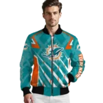 personalized miami dolphins chevron angles aqua bomber jacket best selling