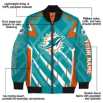 personalized miami dolphins chevron angles aqua bomber jacket best selling