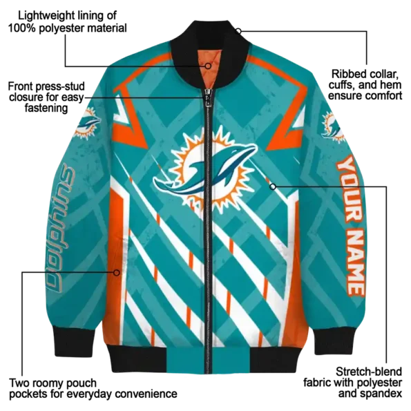 personalized miami dolphins chevron angles aqua bomber jacket new arrival