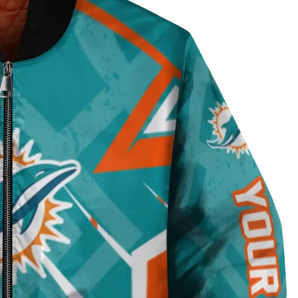personalized miami dolphins chevron angles aqua bomber jacket premium grade