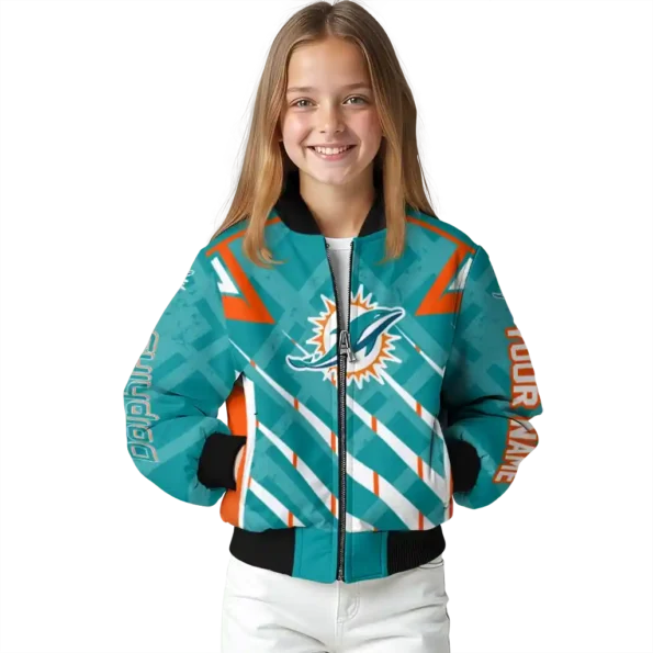 personalized miami dolphins chevron angles aqua bomber jacket top rated