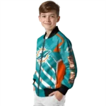 personalized miami dolphins chevron angles aqua bomber jacket best selling