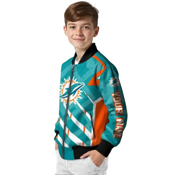 personalized miami dolphins chevron angles aqua bomber jacket trendy