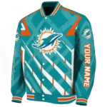 personalized miami dolphins chevron angles aqua varsity jacket best selling