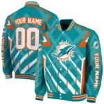 personalized miami dolphins chevron angles aqua varsity jacket best selling