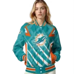 personalized miami dolphins chevron angles aqua varsity jacket best selling