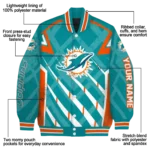 personalized miami dolphins chevron angles aqua varsity jacket best selling