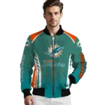 personalized miami dolphins hexagon grid aqua bomber jacket best selling
