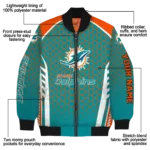 personalized miami dolphins hexagon grid aqua bomber jacket best selling