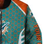 personalized miami dolphins hexagon grid aqua bomber jacket best selling