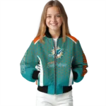 personalized miami dolphins hexagon grid aqua bomber jacket best selling