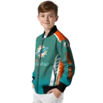 personalized miami dolphins hexagon grid aqua bomber jacket best selling