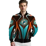 personalized miami dolphins mesh chest red crocs black bomber jacket best selling