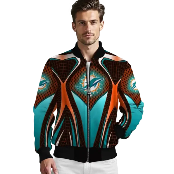 personalized miami dolphins mesh chest red crocs black bomber jacket high quality