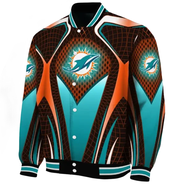 personalized miami dolphins mesh chest red crocs black varsity jacket best selling