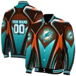 personalized miami dolphins mesh chest red crocs black varsity jacket best selling