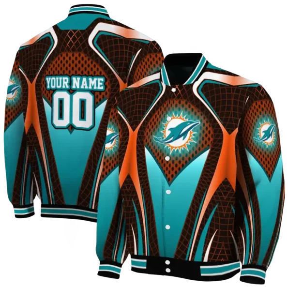 personalized miami dolphins mesh chest red crocs black varsity jacket fashion forward