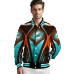 personalized miami dolphins mesh chest red crocs black varsity jacket best selling