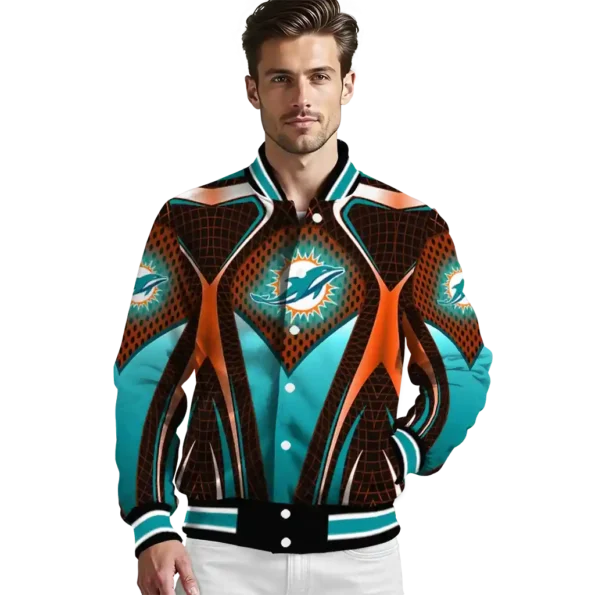 personalized miami dolphins mesh chest red crocs black varsity jacket high quality