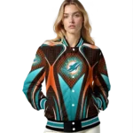 personalized miami dolphins mesh chest red crocs black varsity jacket best selling