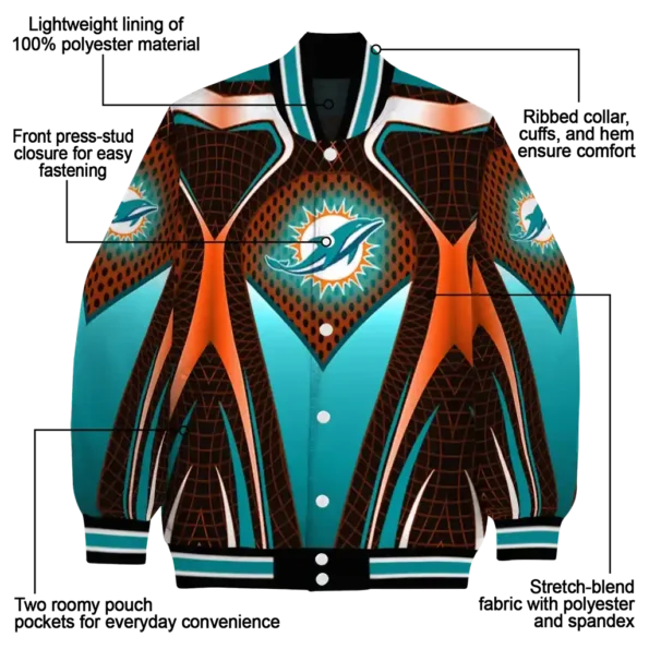 personalized miami dolphins mesh chest red crocs black varsity jacket new arrival