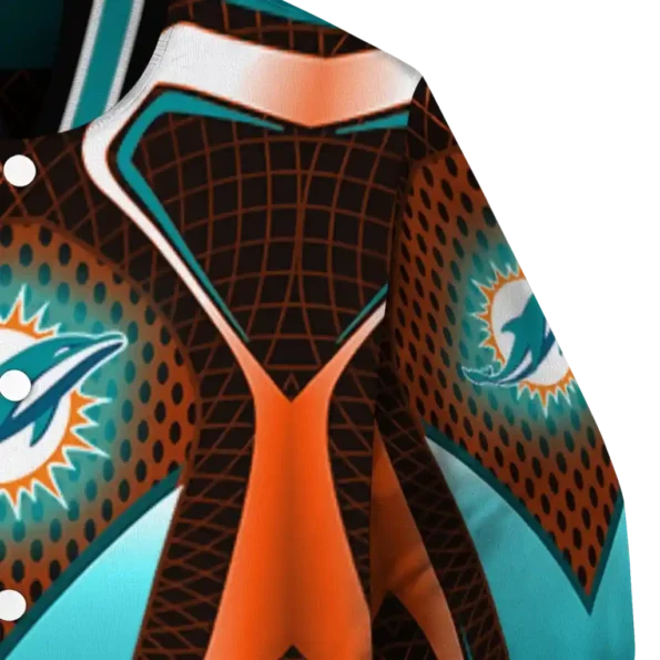 personalized miami dolphins mesh chest red crocs black varsity jacket premium grade