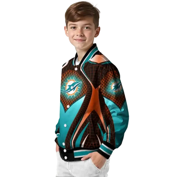 personalized miami dolphins mesh chest red crocs black varsity jacket trendy