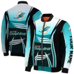 personalized miami dolphins mesh effect aqua black bomber jacket best selling