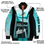personalized miami dolphins mesh effect aqua black bomber jacket best selling