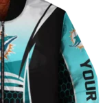 personalized miami dolphins mesh effect aqua black bomber jacket best selling